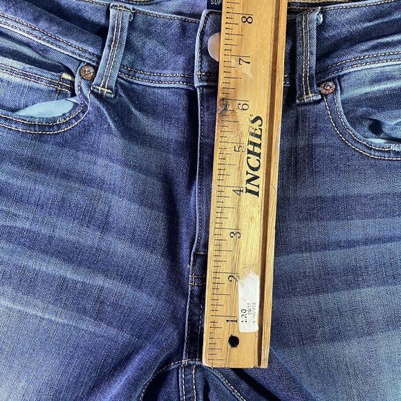 AMERICAN EAGLE Jeans Low Rise Kick Boot Flare Stretch Dark Denim Womens 8 Blue - Picture 8 of 11